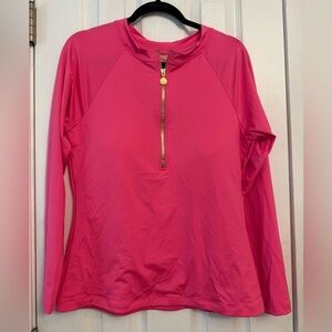 Lilly Pulitzer Hot Pink Quarter-Zip Swim Shirt